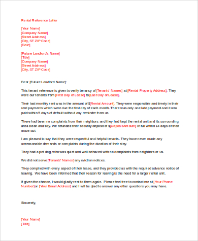 Reference Letter For Rental Property from images.sampleforms.com