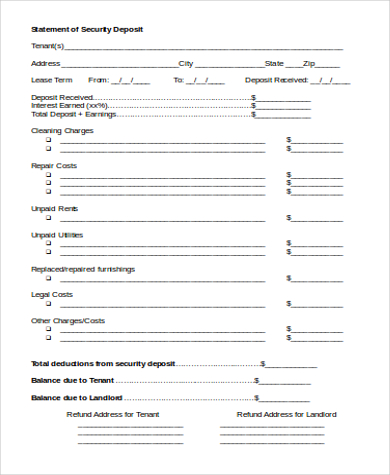 rental security deposit refund form