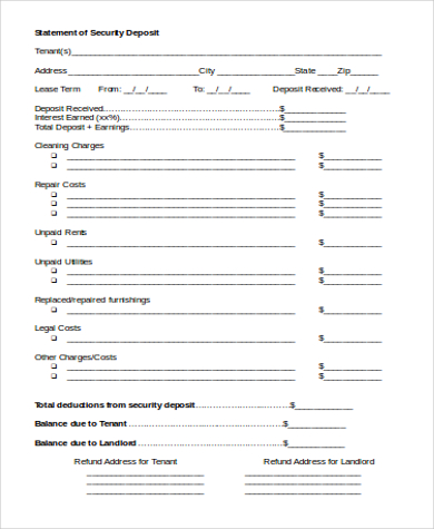 FREE 7+ Sample Security Deposit Refund Forms in PDF | MS Word