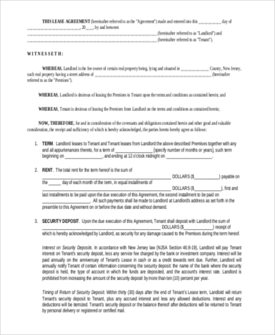 renters lease contract sample