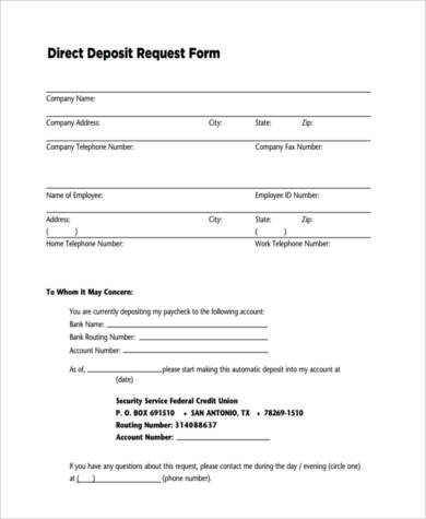 direct deposit form template