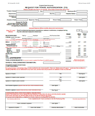 request for travel authorization form