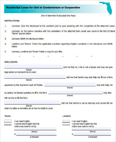 residential lease blank form