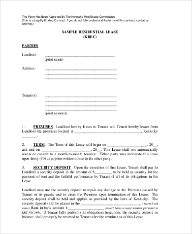 residential lease form