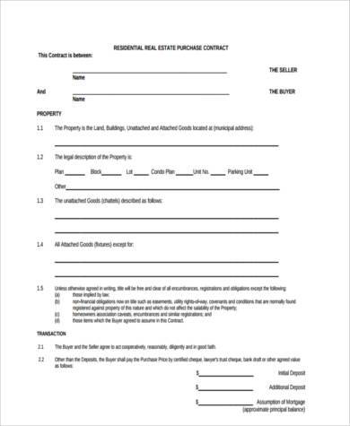 residential real estate contract form1