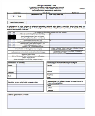 residential real estate lease form