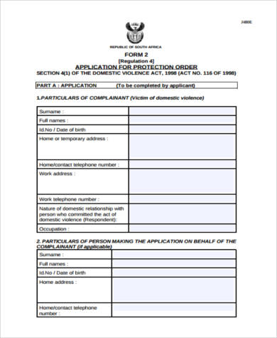 FREE 8+ Restraining Order Form Samples in PDF | MS Word