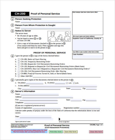 FREE 8+ Restraining Order Form Samples in PDF | MS Word