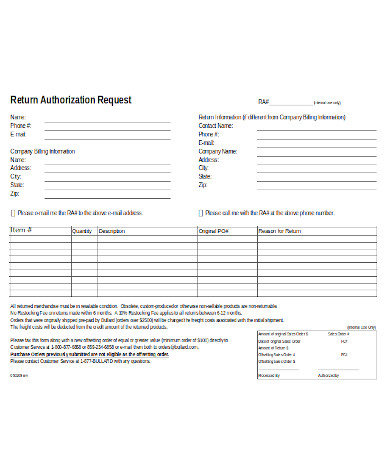 return authorization form sample