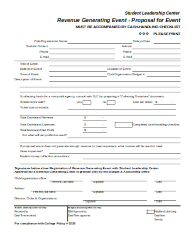 revenue event proposal form