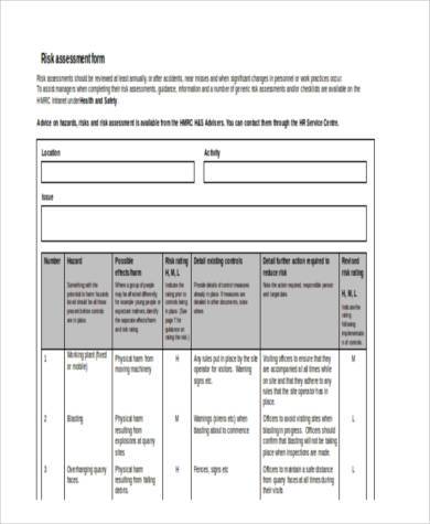 risk assessment review form in word format