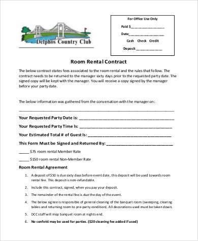 room rental contract agreement form1
