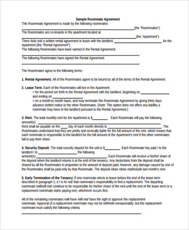 roommate agreement contract