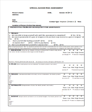 special suicide risk assessment