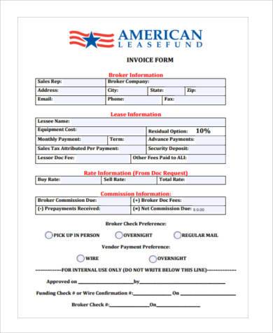 sales invoice form example1