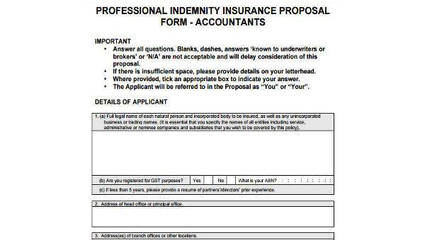 sample accountants proposal forms