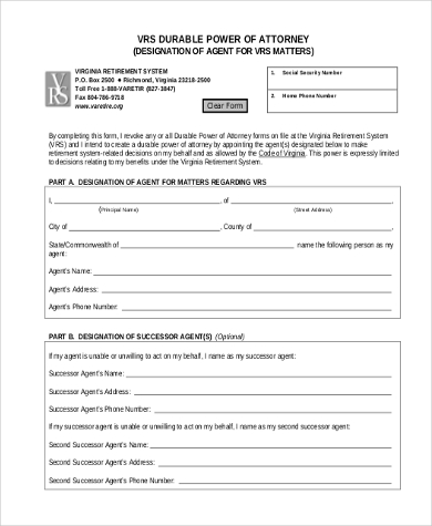 sample durable power of attorney form