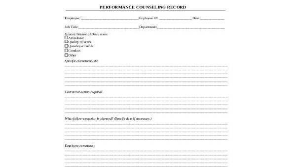 sample employee counseling forms