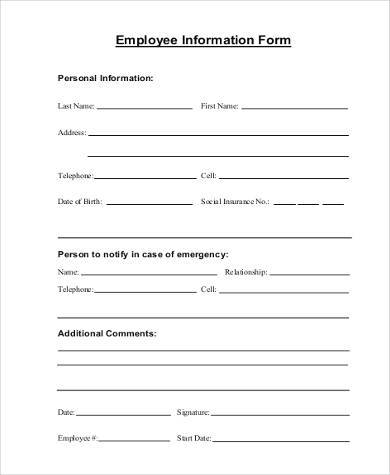 sample employee information form
