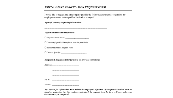 FREE 8+ Sample Employment Verification Request Forms in PDF | MS Word