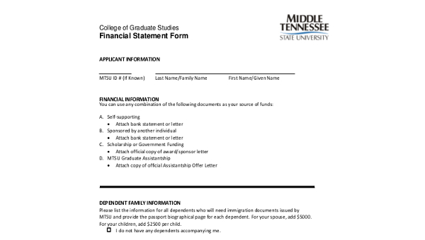 sample financial statement forms
