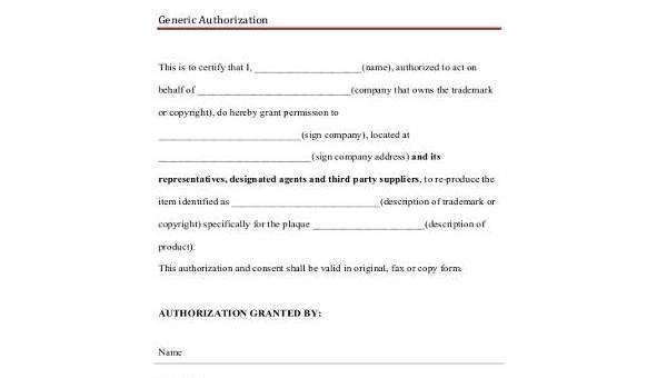 sample generic authorization forms