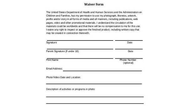 FREE 8+ Sample Generic Waiver Forms in PDF | MS Word