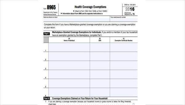sample health care tax forms
