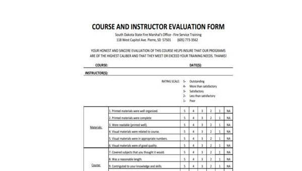 FREE 8 Sample Instructor Evaluation Forms In PDF MS Word