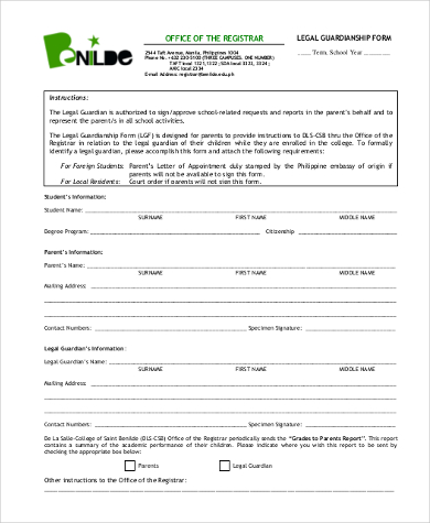 sample legal guardianship form