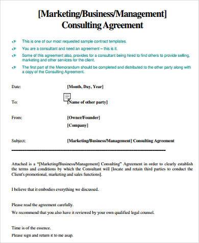 sample marketing consulting agreement form