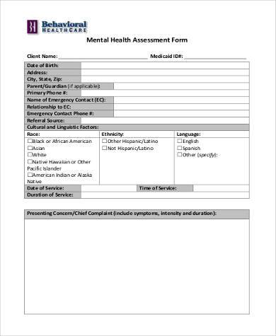 mental health assessment template | Mental Health Tips