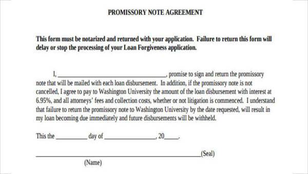 Free 7 Sample Promissory Note Agreement Forms In Pdf Ms Word