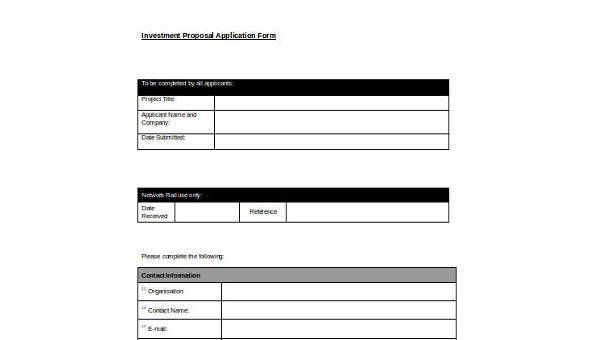 sample proposal application forms