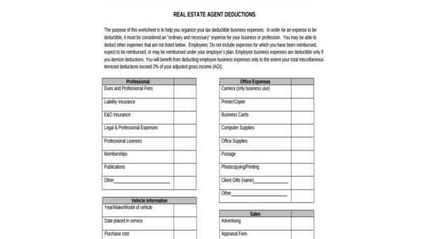 sample real estate tax forms