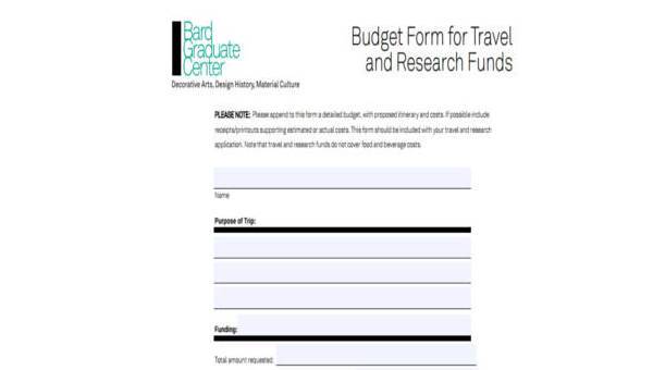 sample travel budget forms