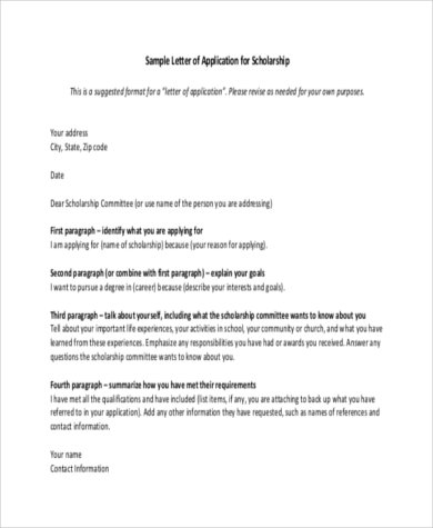 scholarship application letter