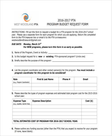 school budget form in pdf