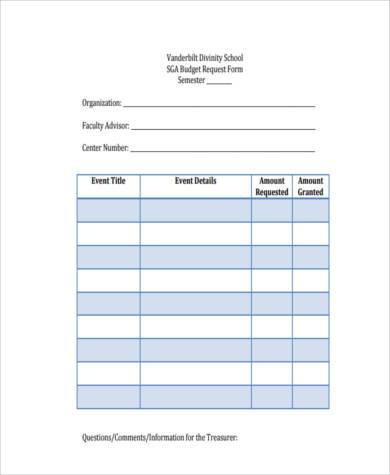 school budget request form