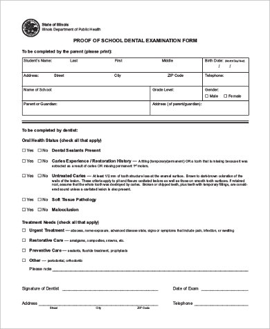 FREE 8+ Sample Dental Examination Forms in PDF | MS Word