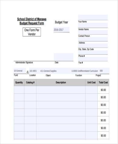 school district budget form