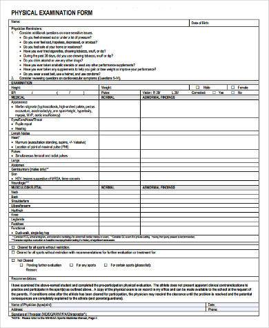 FREE 8+ Sample School Physical Forms in MS Word | PDF