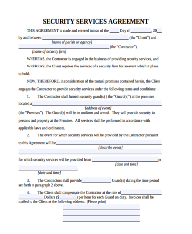 FREE 9+ Sample Security Agreement Forms in PDF | MS Word