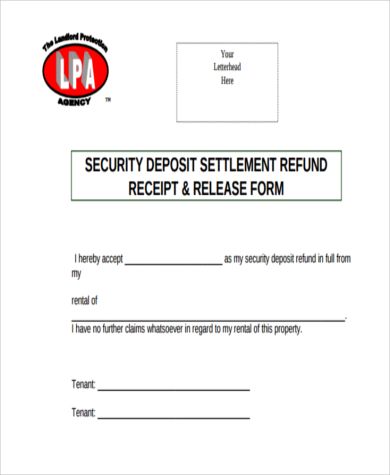 security deposit refund receipt form