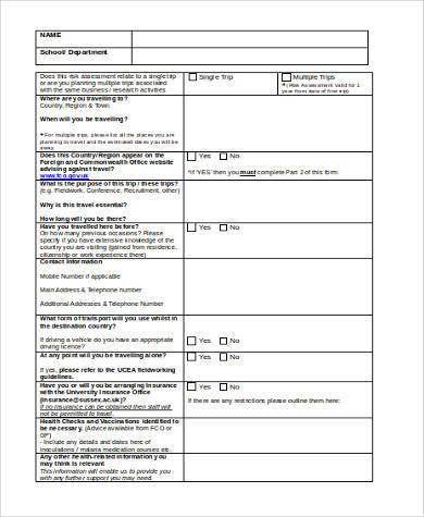 security risk assessment form in word format
