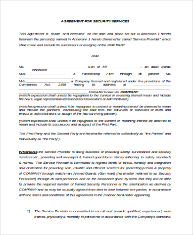 security services agreement form