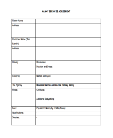 FREE 7+ Sample Nanny Contract Templates in MS Word