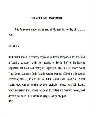 service level agreement form