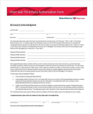 short sale third party authorization form