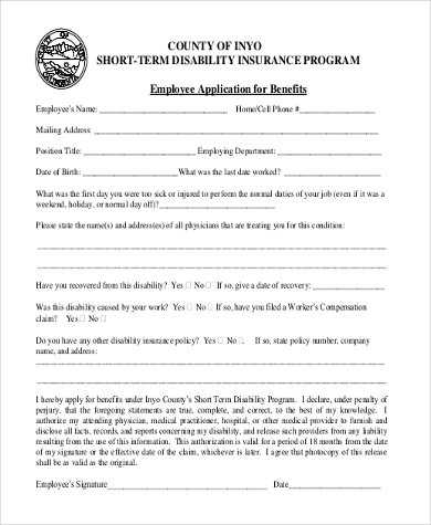 short term disability insurance form